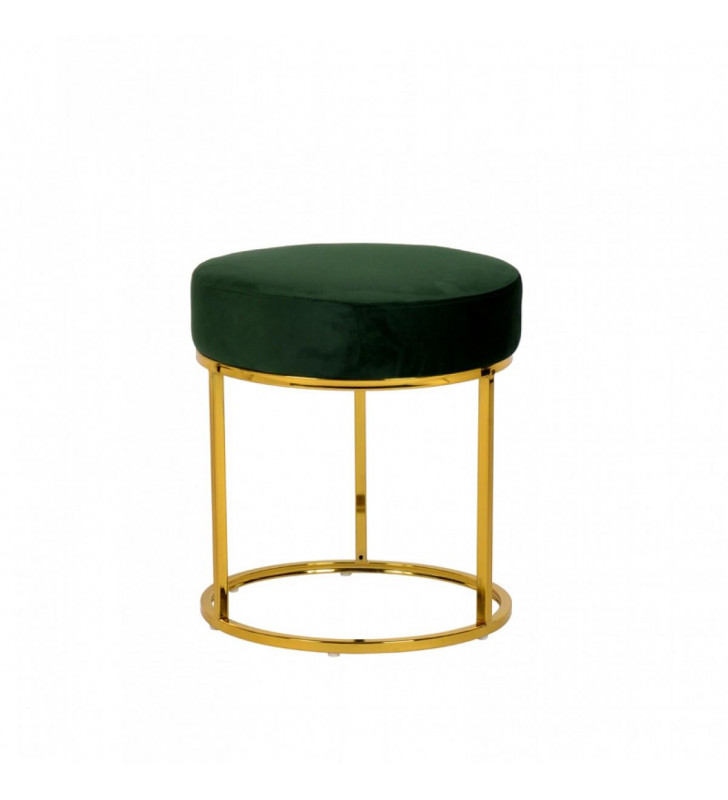 Green Velvet & Gold Stool Ottoman VIG Modrest Elmont Modern Contemporary