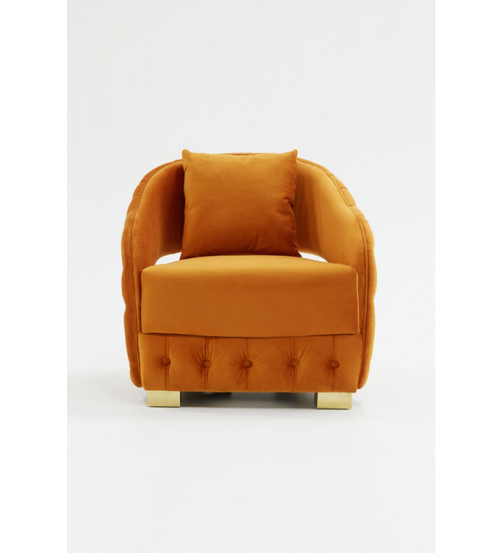Orange Velvet Accent Chair VIG Divani Casa Duarte Modern Contemporary