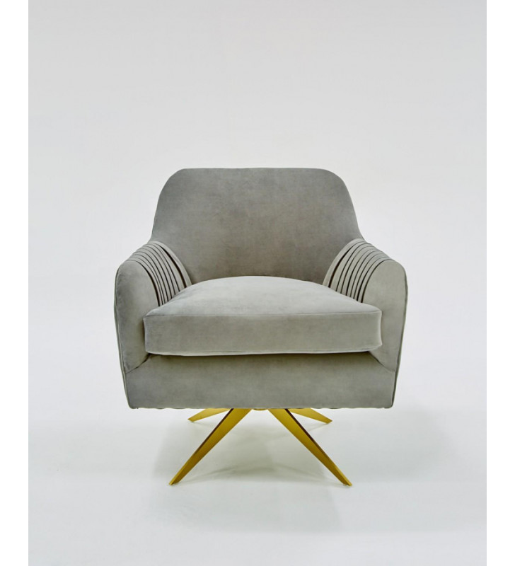 Grey Velvet Swivel Accent Chair VIG Divani Casa Abigail Modern Contemporary
