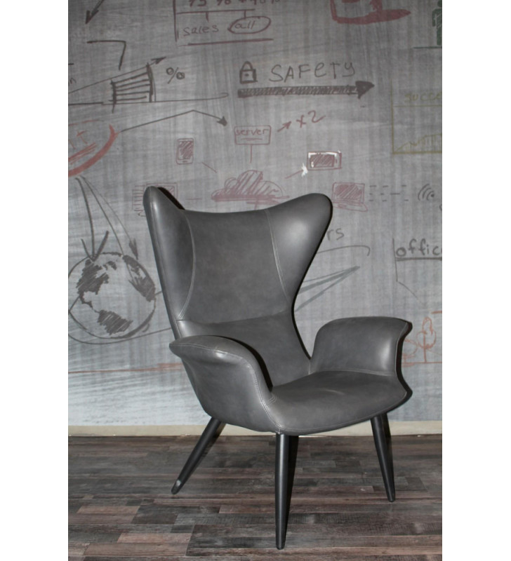 Dark Grey Leatherette Lounge Chair VIG Divani Casa Slater Modern Contemporary