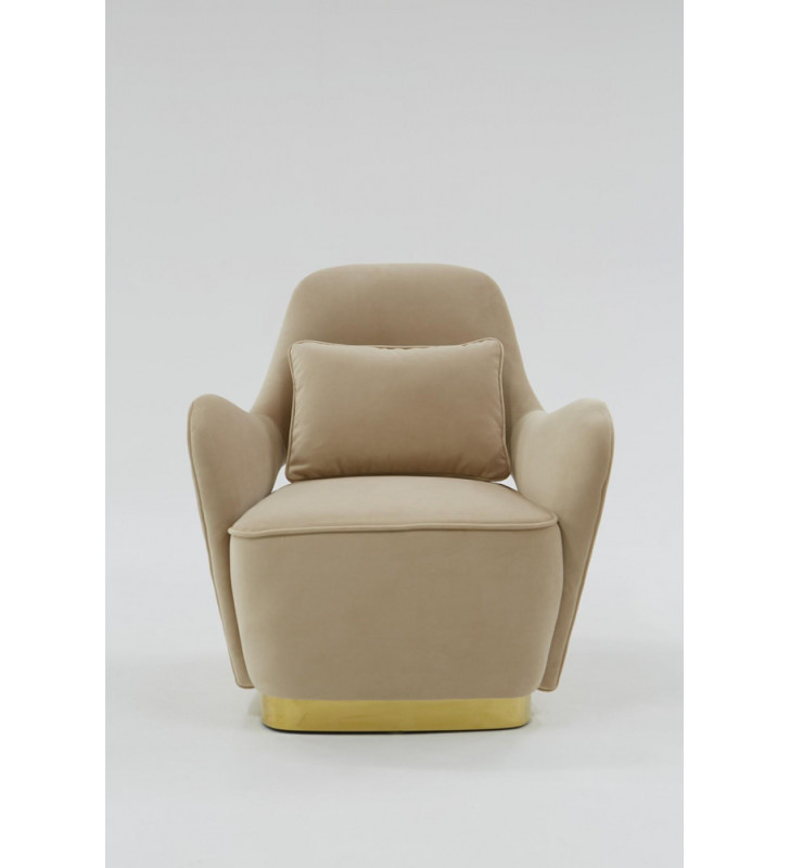 Beige Velvet & Gold Accent Chair VIG Divani Casa Visalia Modern Contemporary