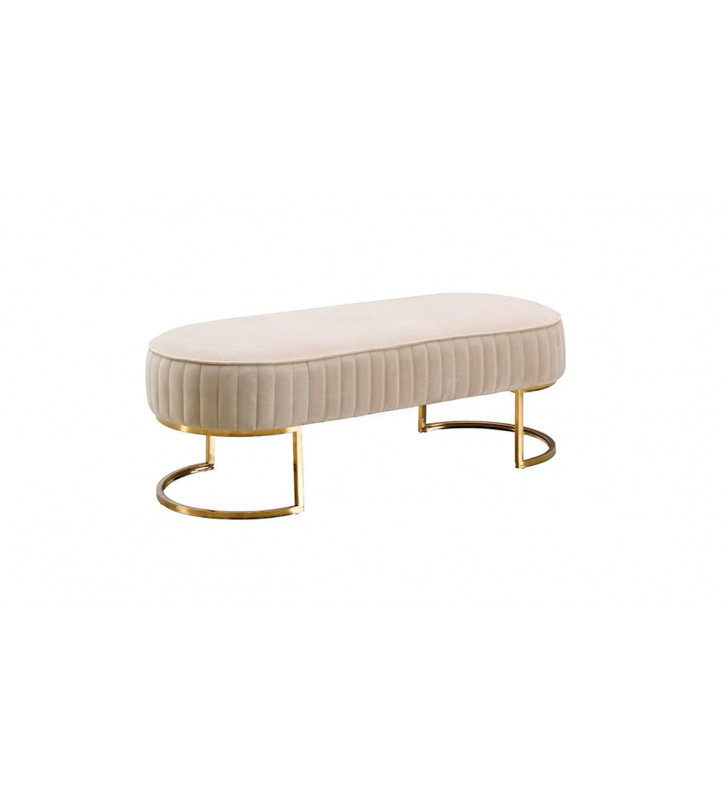 Beige Velvet & Gold Bench VIG Divani Casa Visalia Modern Contemporary