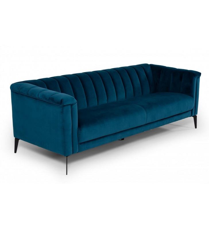 Navy Blue Velvet Tufted Sofa VIG Divani Casa Jeremy Modern Contemporary