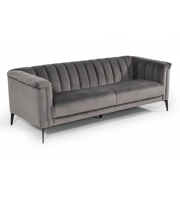 Grey Velvet Tufted Sofa VIG Divani Casa Jeremy Modern Contemporary