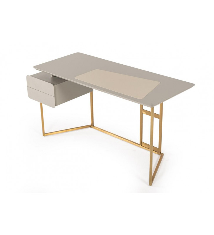 Home Office Writing Desk Grey & Bronze  VIG Modrest Deegan Contemporary