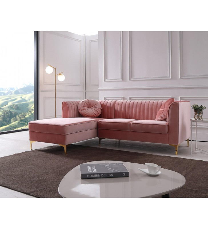Pink Velvet Sectional Sofa VIG Divani Casa Rachel Modern Contemporary
