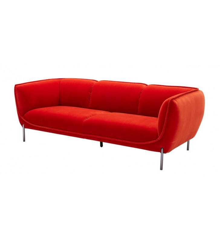 Red Velvet Sofa VIG Divani Casa Loma Modern Contemporary