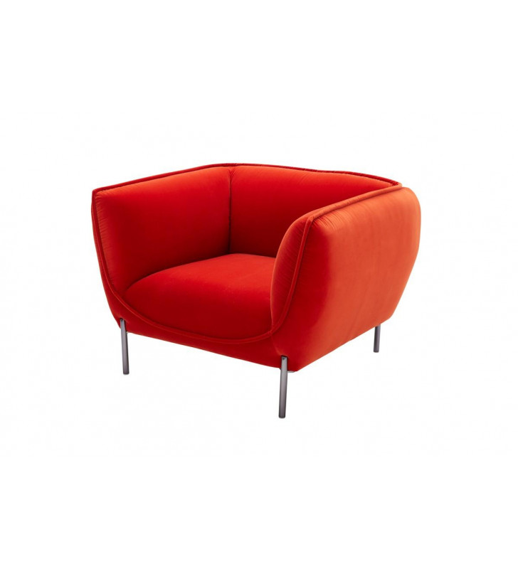 Red Velvet Chair VIG Divani Casa Loma Modern Contemporary
