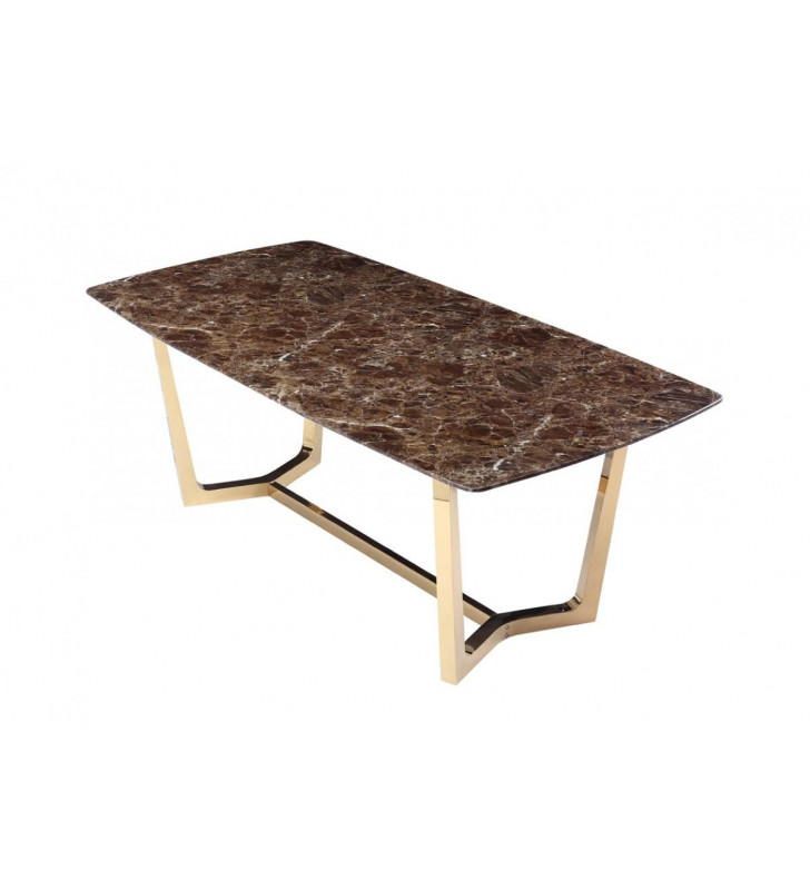 Brown Faux Marble & Gold Dining Table VIG Modrest Garrett Modern Contemporary 
