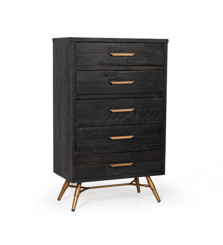 Dark Brown Recycled Pine 5 Drawers Chest VIG Modrest Tabitha Modern 