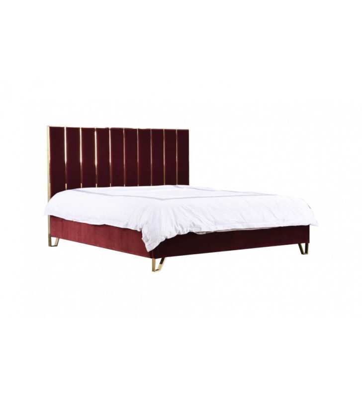 Red Velvet & Gold Eastern King Bed VIG Divani Casa Reyes Modern Contemporary