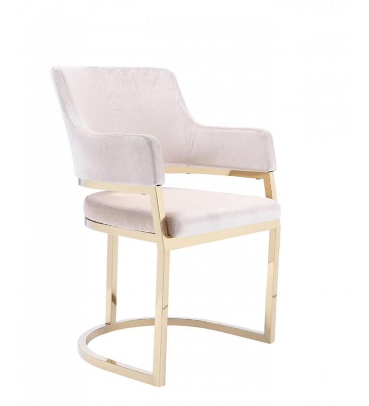 Cream Velvet & Gold Dining Chair VIG Modrest Tulsa Modern Contemporary