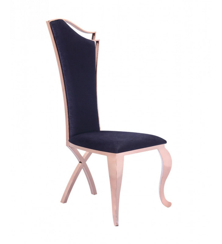 Black Velvet & Rosegold Dining Chair Set of 2 VIG Modrest Bonnie Transitional 