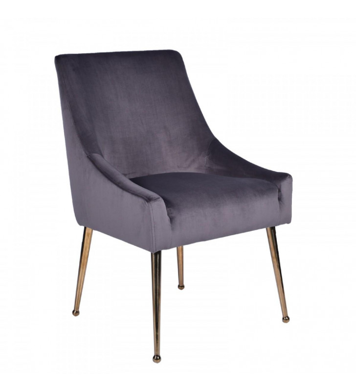 Grey Velvet & Gold Dining Chair Set of 2 VIG Modrest Castana Modern 