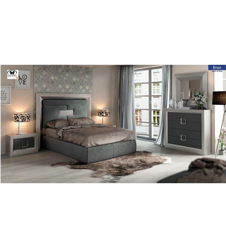 Gray Wood Queen Bedroom Set 5Pcs Modern Contemporary Made In Spain ESF Enzo