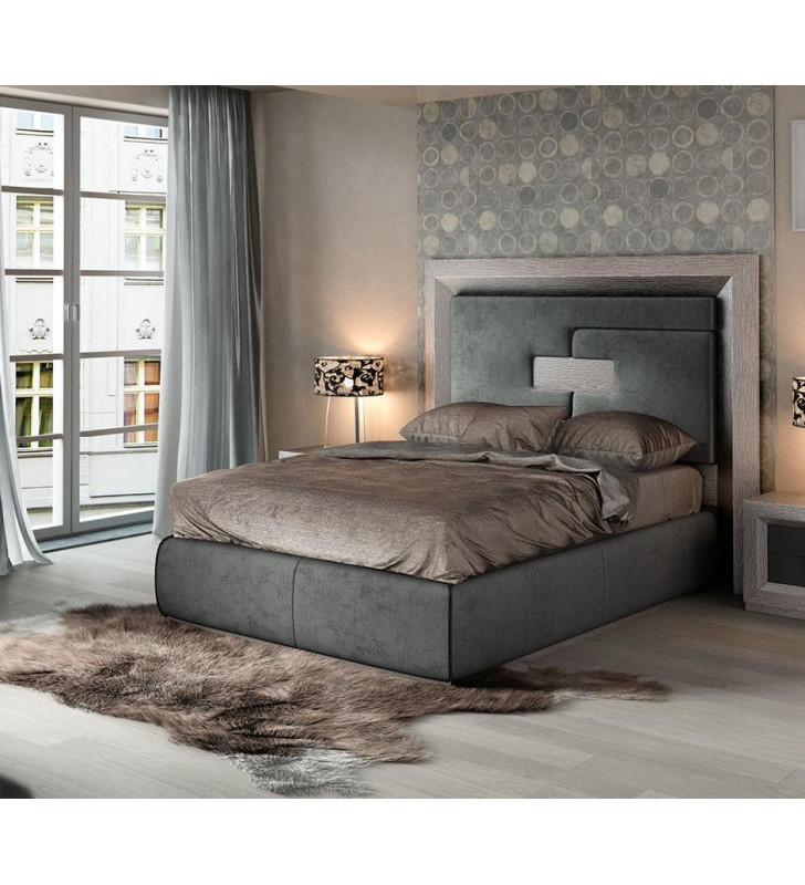 Gray High Headboard King Platform Bed Modern Contemporary Made In Spain ESF Enzo