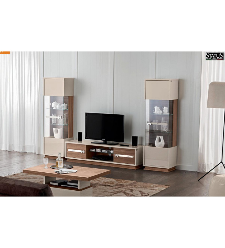 ESF Evolution Wall Unit Modern Wood Entertainment Center Set 3Pcs Made in Italy