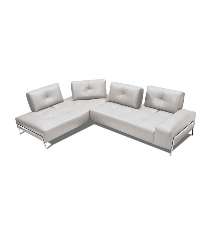Sectional Sofa Light Gray Genuine Leather Modern Style Made in Italy J&M Furniture I763 Left Hand Chaise