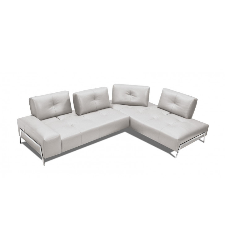 Sectional Sofa Light Gray Genuine Leather Modern Style Made in Italy J&M Furniture I763 Right Hand Chaise