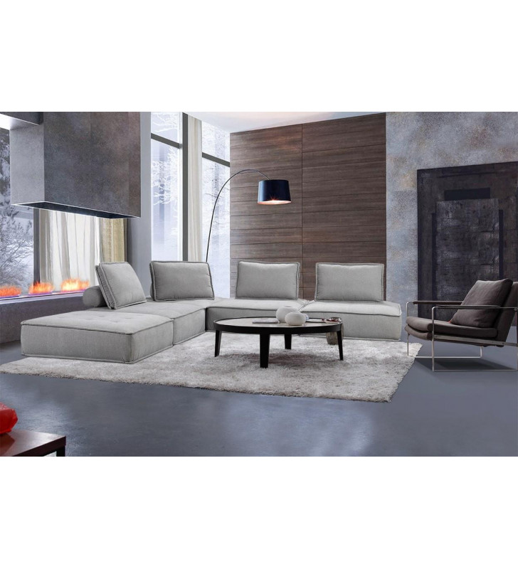 Grey Fabric Modular Sectional Sofa VIG Divani Casa Nolden Modern Contemporar