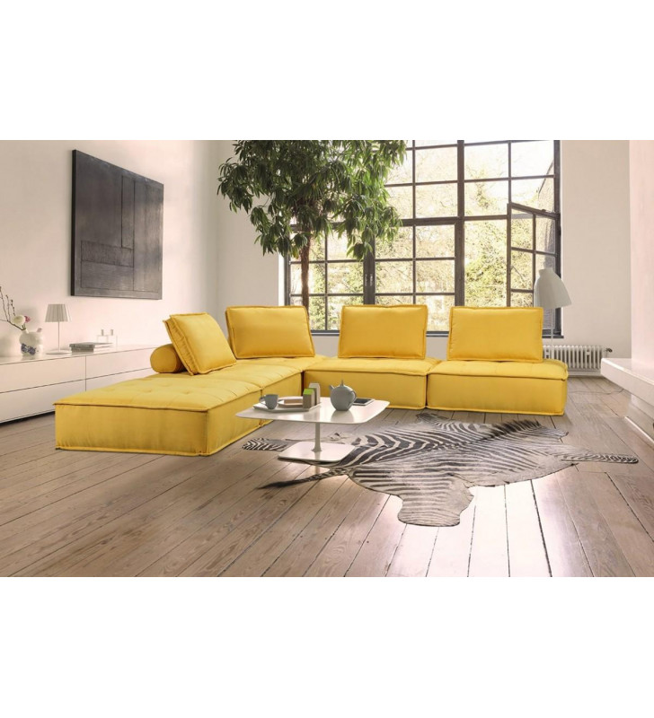 Yellow Fabric Modular Sectional Sofa VIG Divani Casa Nolden Modern Contemporary