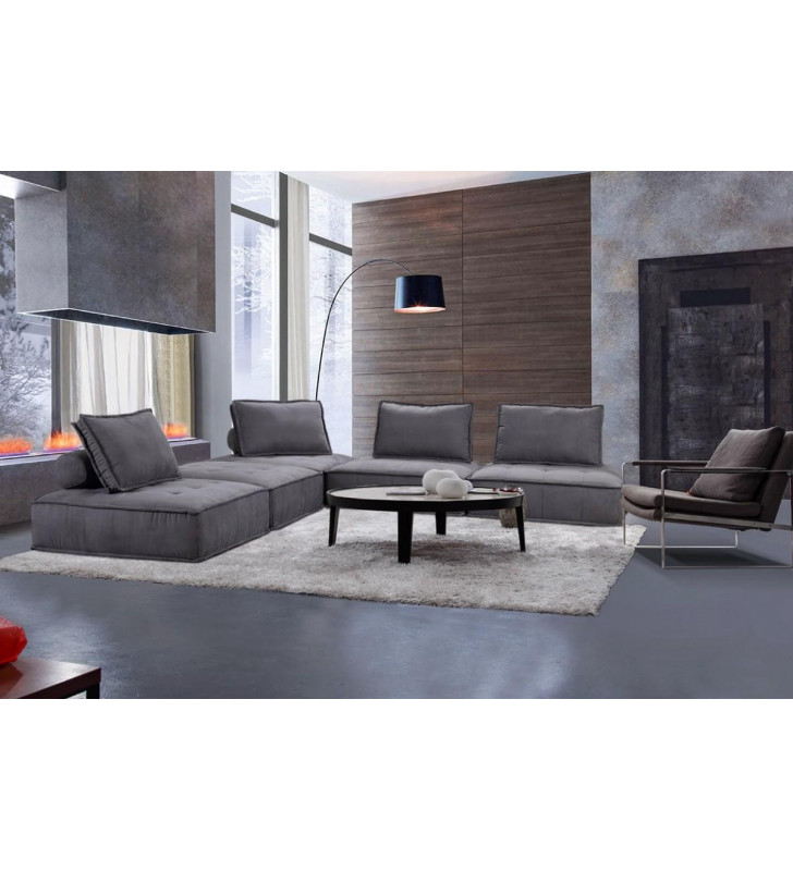 Dark Grey Fabric Modular Sectional Sofa VIG Divani Casa Nolden Contemporary