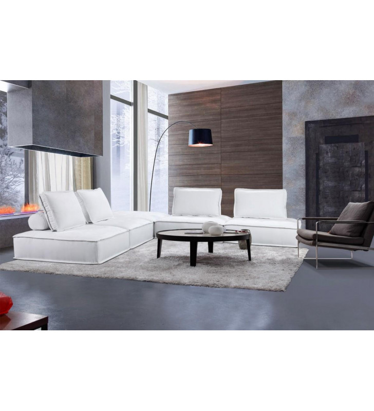 White Fabric Modular Sectional Sofa VIG Divani Casa Nolden Modern Contemporary