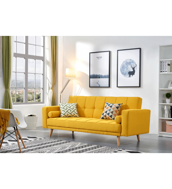 Contemporary Yellow Fabric 3 Seat Sofa-bed Modern Chic ESF 116
