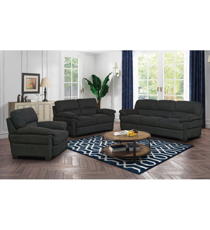 Contemporary Gray Microfiber Sofa Set 3 Pcs ESF Blake