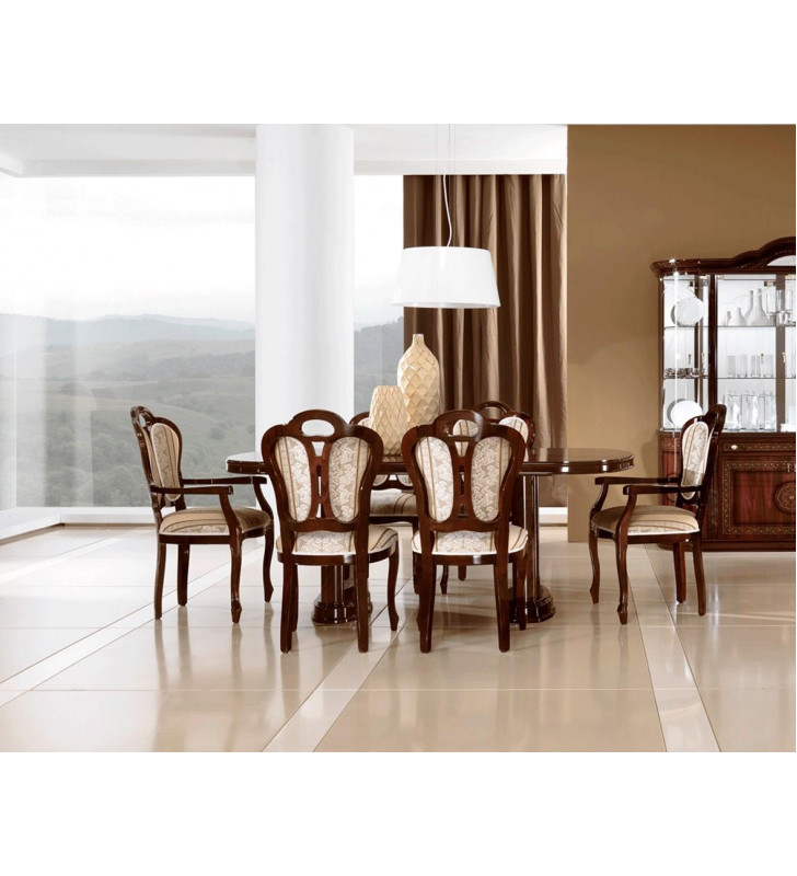 Mahogany Finish Dining Room Set 7 Pcs Traditional Made in Italy ESF Pamela