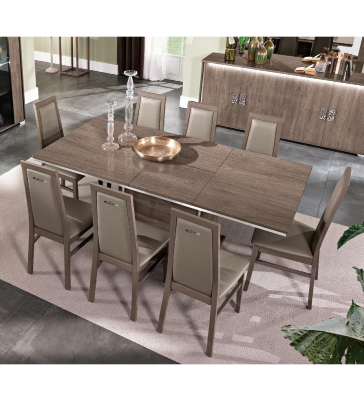 Glossy Brown Finish Dining Room Set 7Pcs Modern Made in Italy ESF Dover