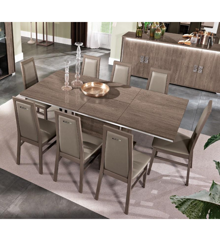 Glossy Brown Finish Dining Room Set 9Pcs Modern Made in Italy ESF Dover