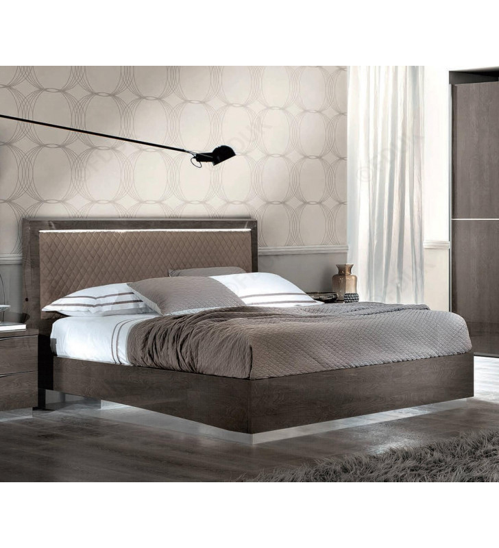 Silver Birch Finish Queen Bed Modern Made in Italy ESF Platinum Rombi