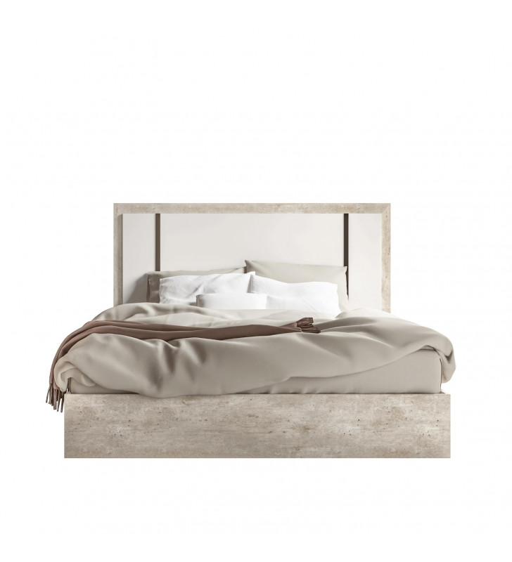White & Grey Eco Stone Queen Size Bed Modern Made in Italy ESF Treviso