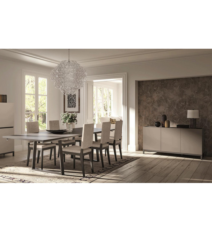 Grey Solid Beach Wood Formal Dining Table Set 8Pcs w/Buffet Made in Italy ESF Kali