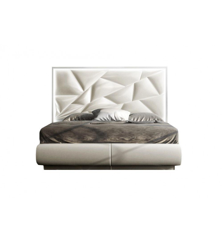 White Finish Futuristic Queen Size Bed Modern Made in Spain ESF Kiu