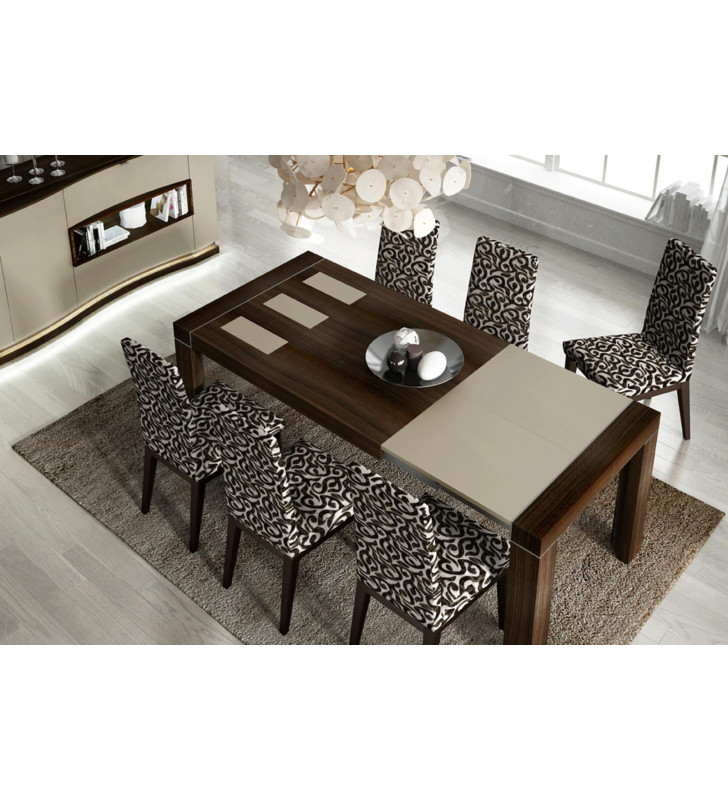 Nogal Tabac Wood Dining Room Set 7Pcs Modern Made in Spain ESF Argentina