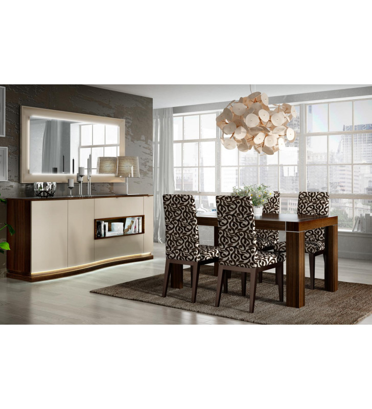 Nogal Tabac Wood Dining Room Set 9Pcs w/Buffet Modern Made in Spain ESF Argentina