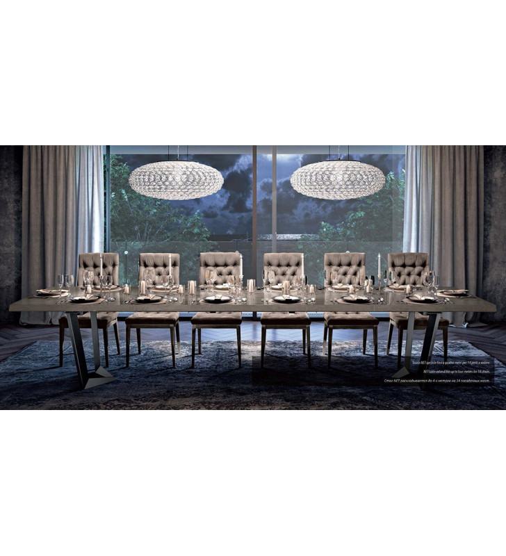 Walnut Finish & Beige Fabric Dining Table Set 7Pcs Modern ESF Elite