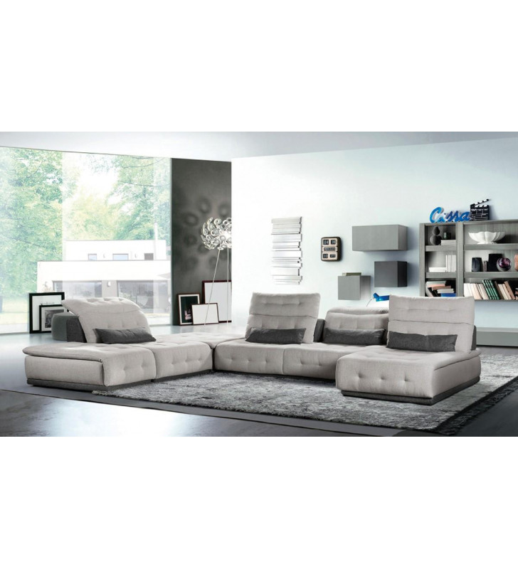 Sectional Sofa Gray Fabric Modern Made in Italy VIG David Ferrari Daiquiri