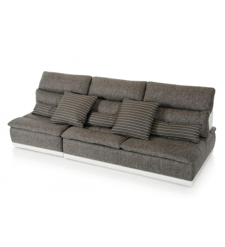 Grey Fabric & Italian White Leather Sectional Sofa 2Pcs Modern VIG David Ferrari Panorama