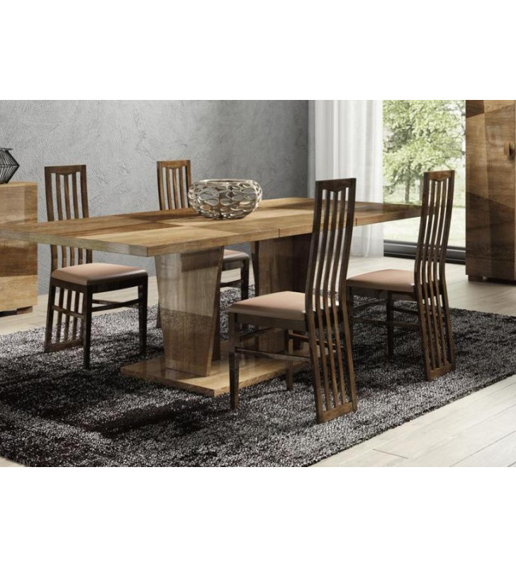 Dining Room Set 5 PCS w/Extension Brown Beige Modern Made in Italy ESF Picasso