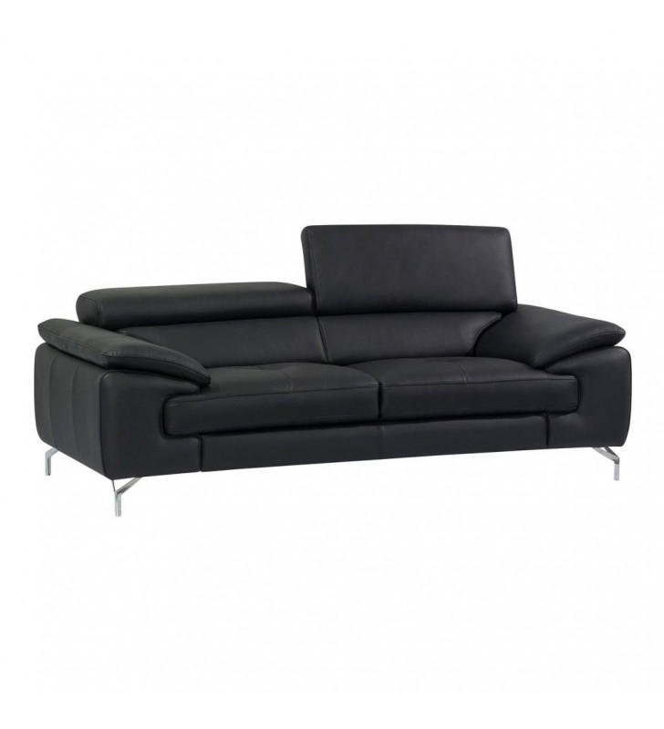 Black Italian Premium Genuine Leather Sofa Contemporary J&M A973 