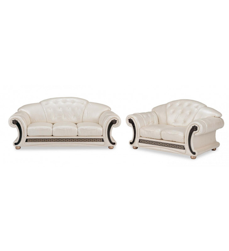 Pearl Genuine Leather Sofa-Bed & Loveseat Set 2Pcs Made in Italy ESF Apolo 