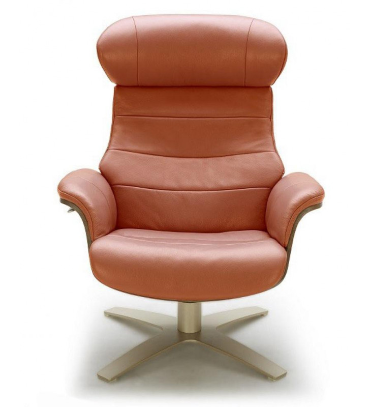 Premium Pumpkin Italian Leather Lounge Chair Contemporary J&M Karma