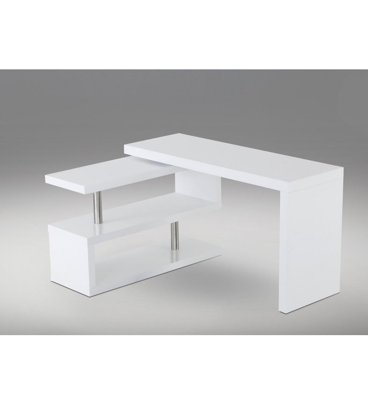 Home Office Writing Desk Glossy White & Steel A33 J&M Contemporary Modern