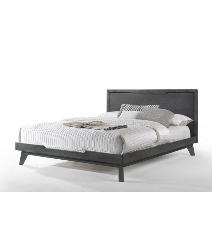 Grey Linen Fabric Grey Wash King Platform Bed Nova Domus Soria Modern 