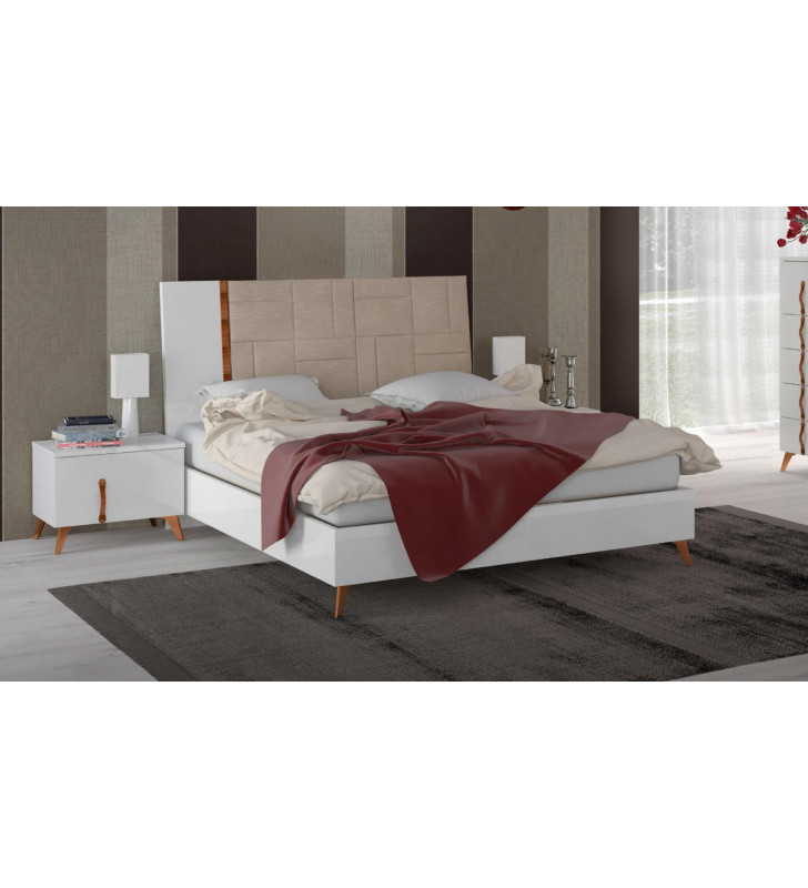 ESF Sirio Glossy White Queen Bedroom Set 3Pcs Contemporary Modern Made in Italy