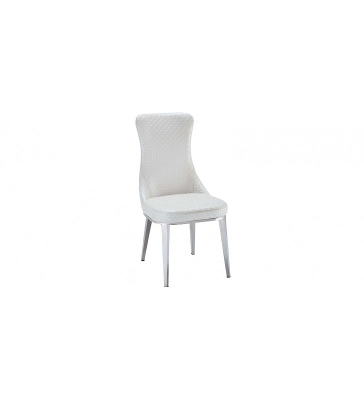 ESF 6138 White Eco Leather Croc Textured Side Chair Set 4 Modern Made In Italy 