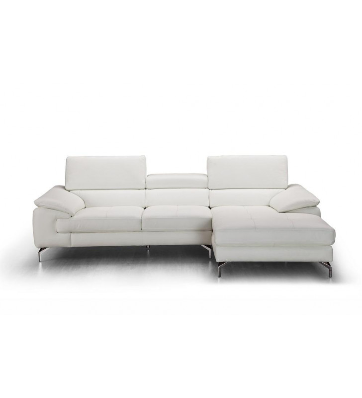 White Premium Italian Leather Sectional Sofa RHC Modern J&M Alice 